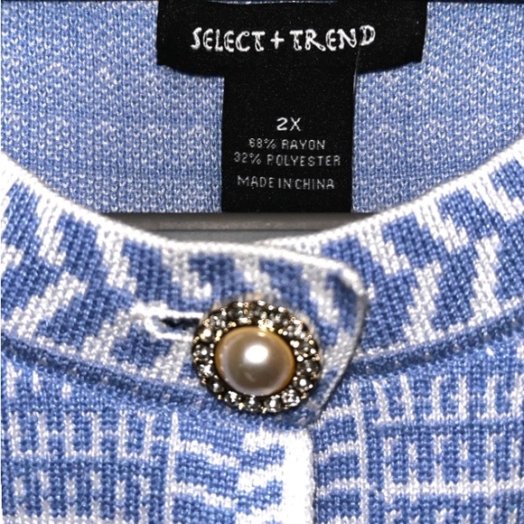 Brand New Blue and White Pearl Button Sweater - Picture 3 of 5